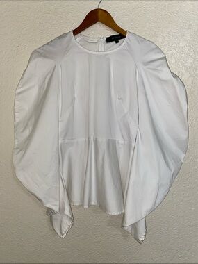 Sid Neigum White Puff-Sleeve Peplum Blouse